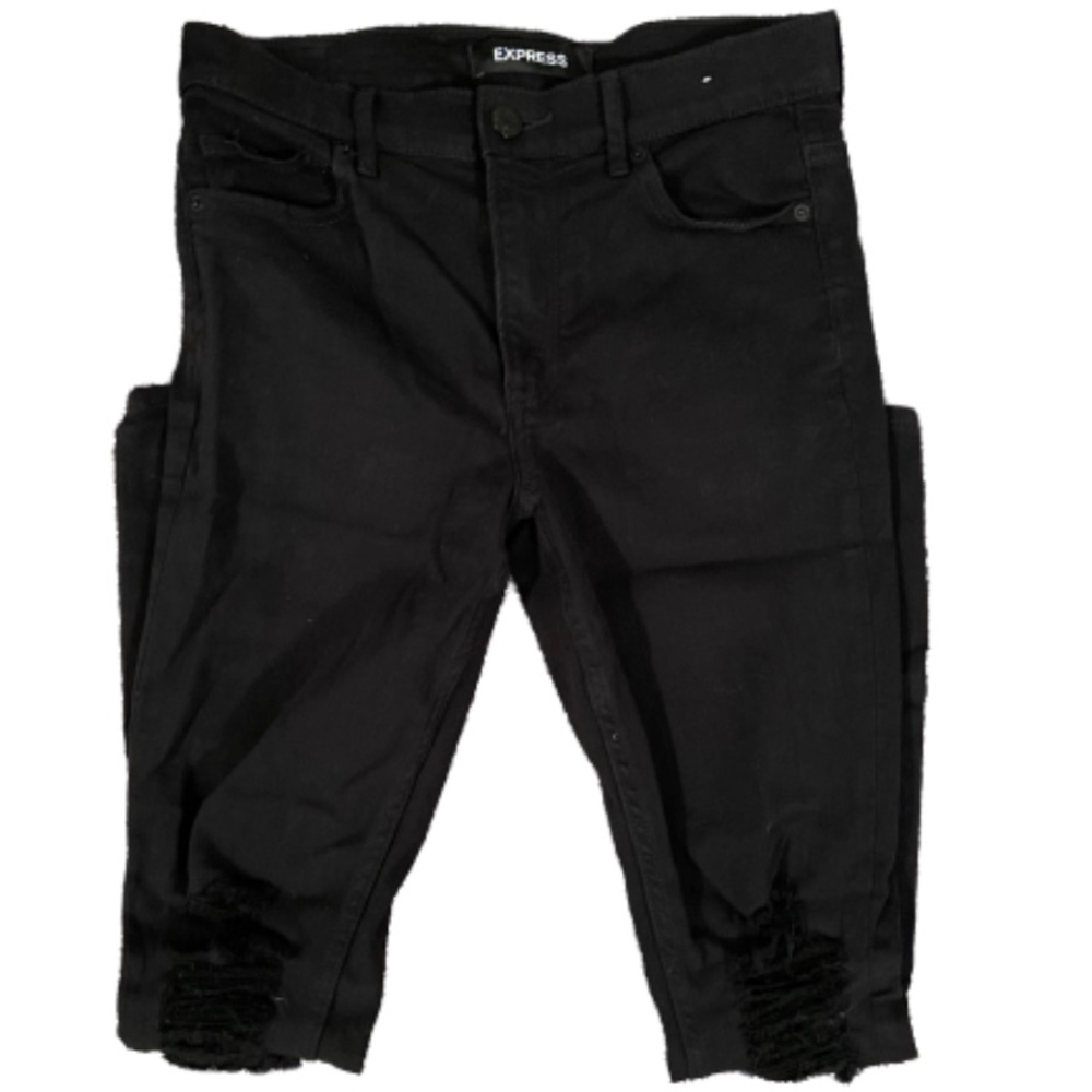 Express distressed black skinny jeans 6